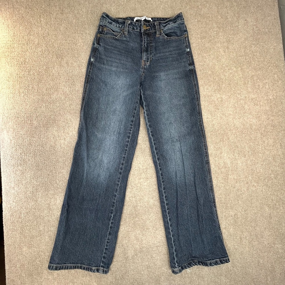 Celebrity Pink Jeans Women 3/26 Blue Denim Faded Stretch Streetwear Straight Leg - Picture 2 of 16